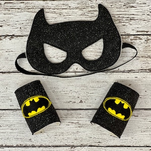 Girls Black Bat Sparkle Superhero Headband and Cuffs Toddler Black Bat Sparkle Super Hero Headband and Cuffs Bat Girl Headband and Cuffs