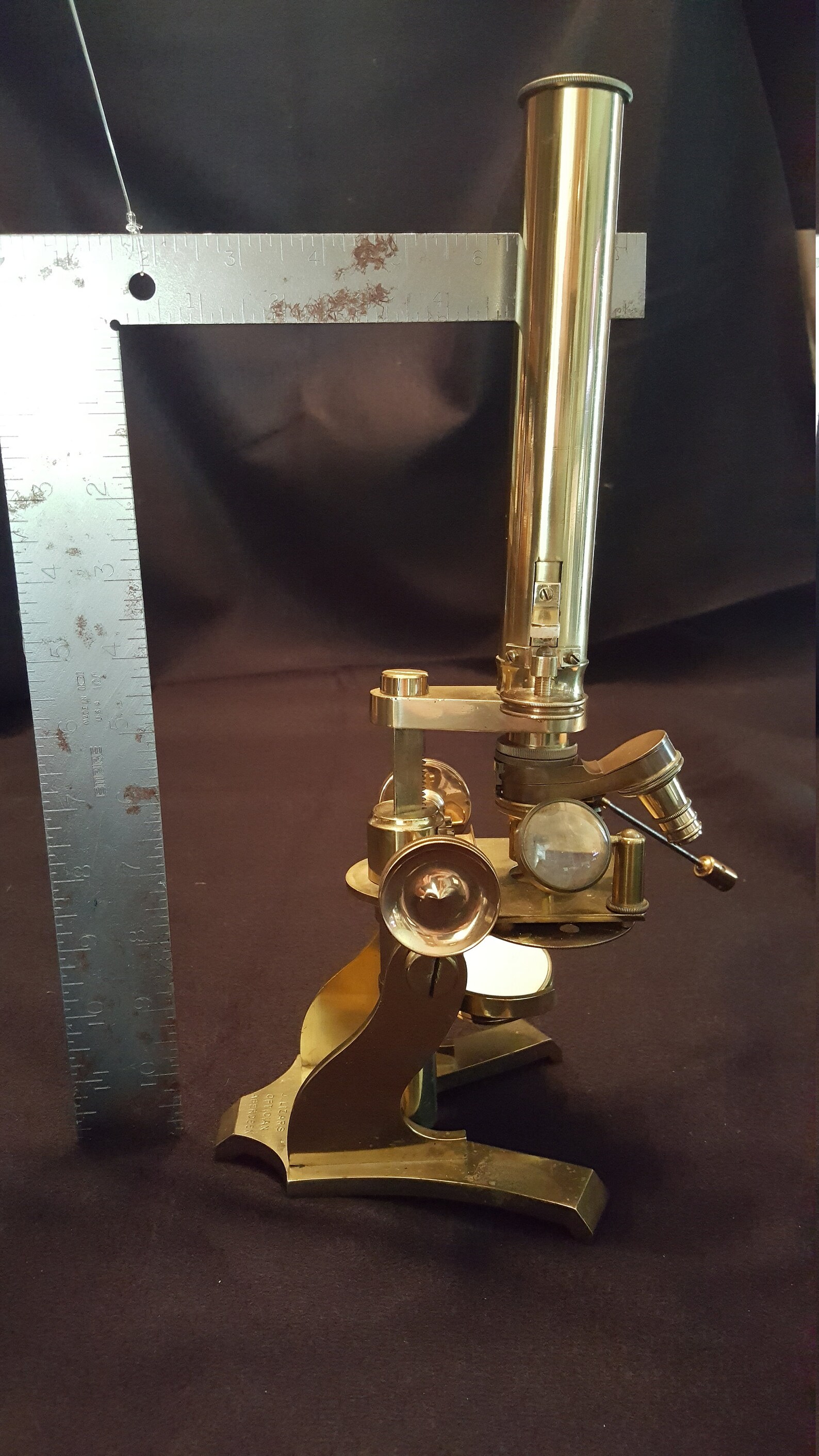 Antique Victorian Brass Microscope With Accessories and Slides Etsy