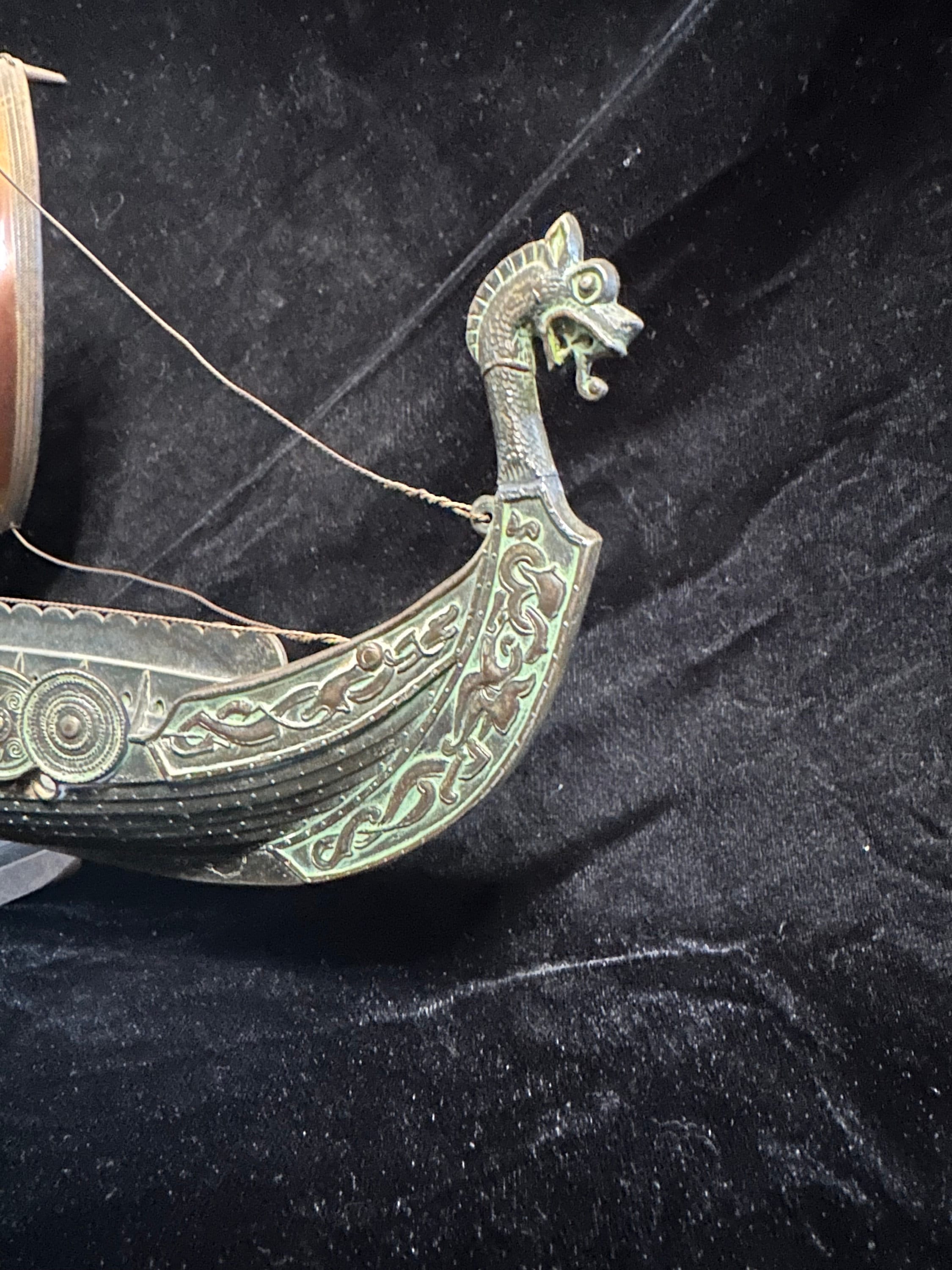 Vintage Bronze Model Viking Ship by Edward Aagaard of Copenhagen