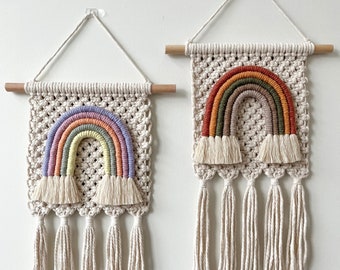 macrame rainbow wall hanging | cactus | accent home decor | boho decor | handmade gift | nursery | fiber art | wall art | kids room decor