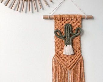 macrame cactus wall hanging | accent home decor | boho decor | handmade gift | nursery | fiber art | wall art | kids room decor