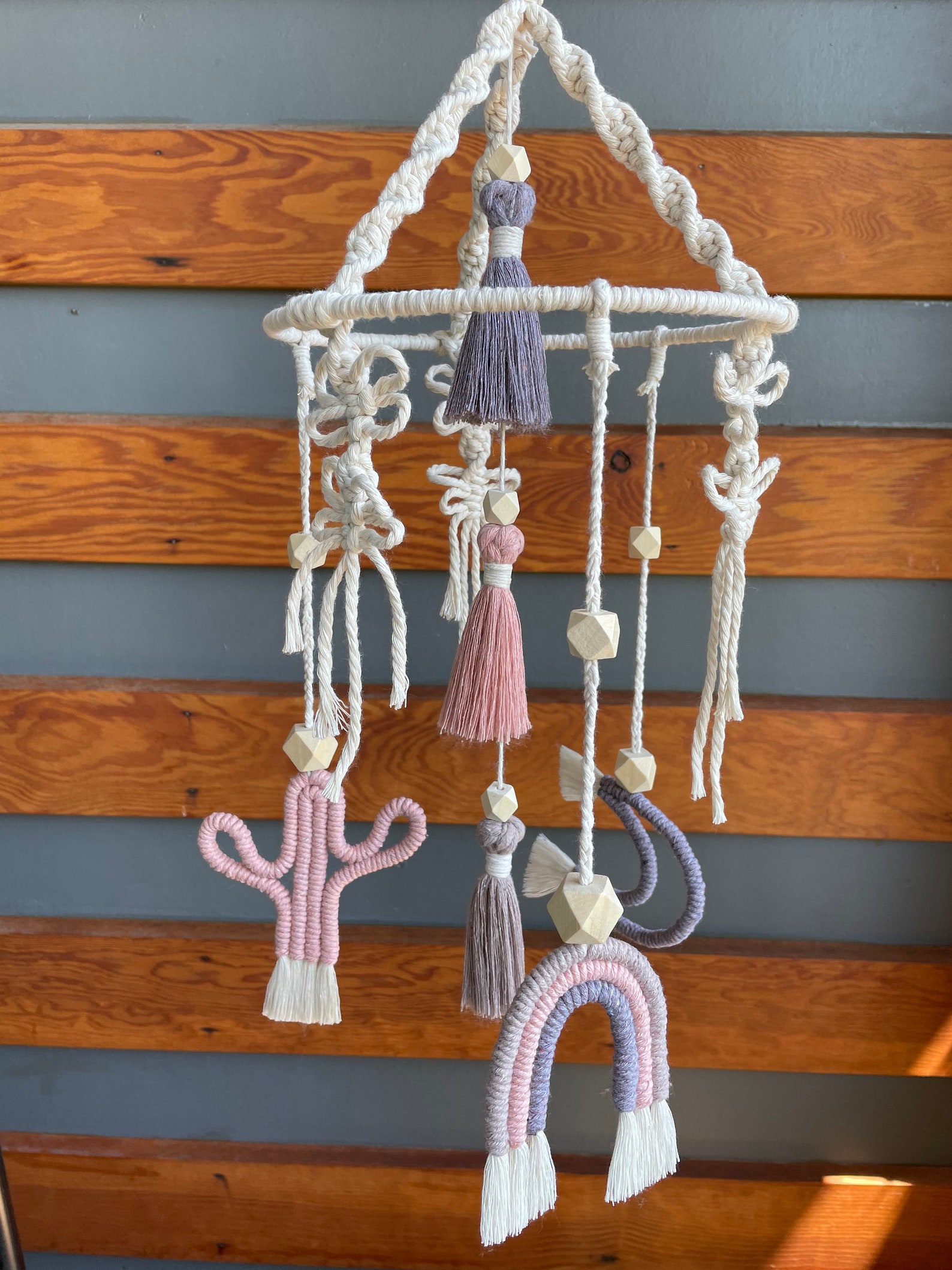 Macrame baby mobile nursery decor kids room rainbow Etsy