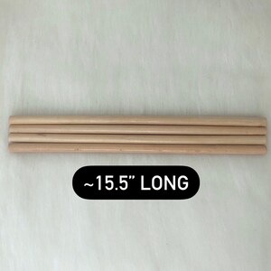 4 pcs natural wooden dowel | macrame craft supplies | round wood sticks | tapestry hanging rod | 12 & 15 inches length | 1/2 inch diameter image 5