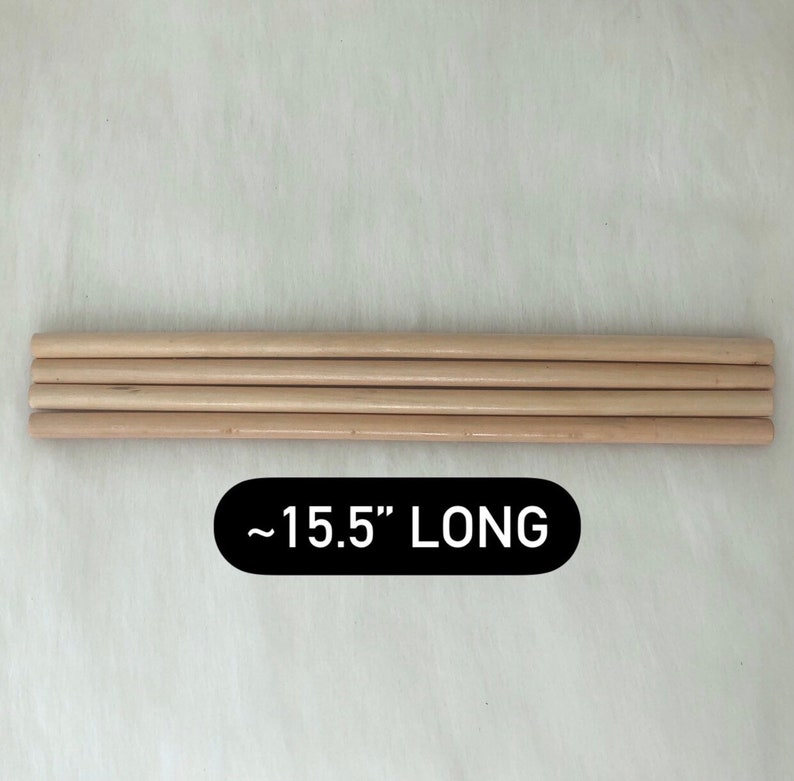 4 pcs natural wooden dowel | macrame craft supplies | round wood sticks | tapestry hanging rod | 12 & 15 inches length | 1/2 inch diameter image 5