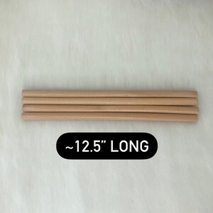 4 pcs natural wooden dowel | macrame craft supplies | round wood sticks | tapestry hanging rod | 12 & 15 inches length | 1/2 inch diameter image 3