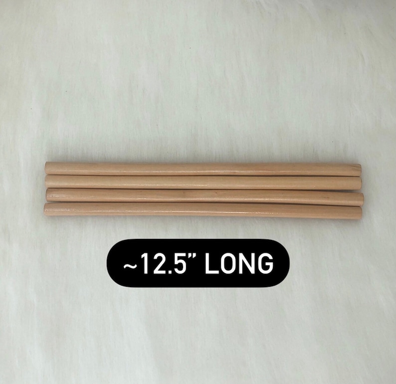 4 pcs natural wooden dowel | macrame craft supplies | round wood sticks | tapestry hanging rod | 12 & 15 inches length | 1/2 inch diameter image 3