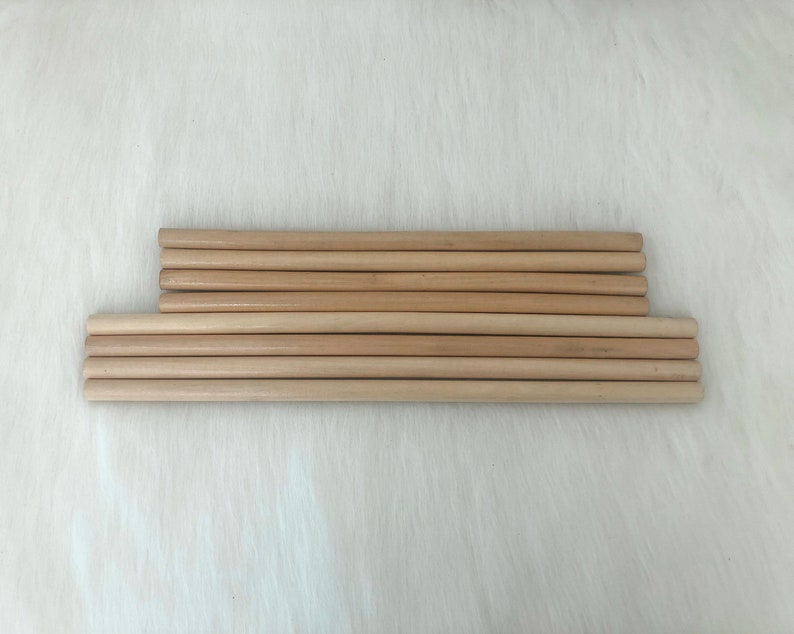 4 pcs natural wooden dowel | macrame craft supplies | round wood sticks | tapestry hanging rod | 12 & 15 inches length | 1/2 inch diameter image 2