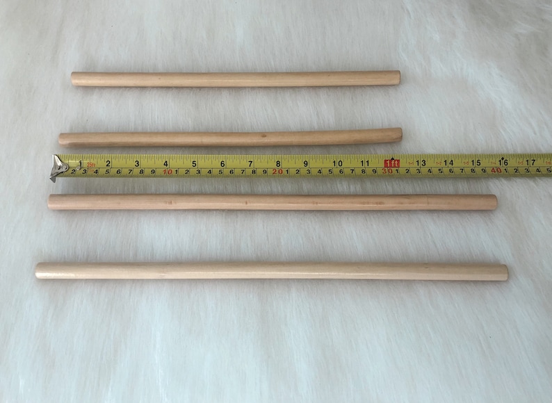 4 pcs natural wooden dowel | macrame craft supplies | round wood sticks | tapestry hanging rod | 12 & 15 inches length | 1/2 inch diameter image 7