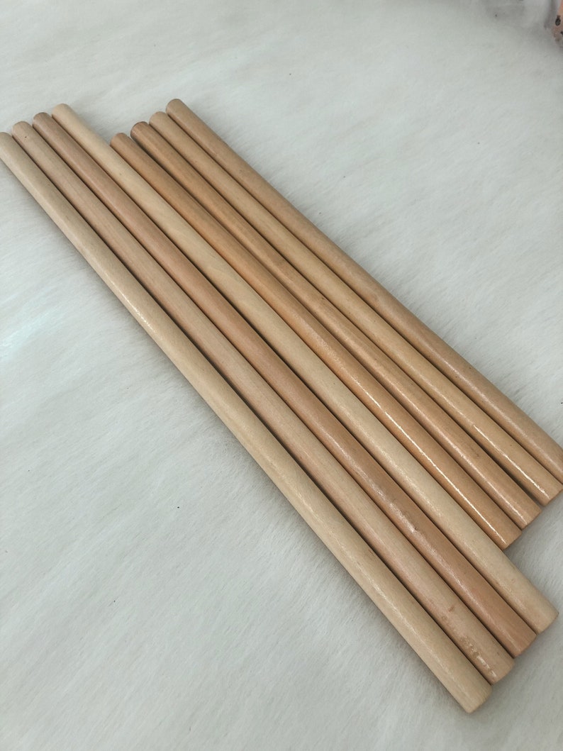 4 pcs natural wooden dowel | macrame craft supplies | round wood sticks | tapestry hanging rod | 12 & 15 inches length | 1/2 inch diameter image 1