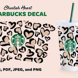 Cheetah Print Heart/ Valentines Day/ Starbucks 24 oz/ Tumbler/ Svg / Png / Custom Cut file / Cricut / Silhouette / DIY / Vinyl / Sticker