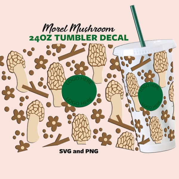 Morel Mushroom/ Cute Morel Mushroom Theme Sbucks Venti 24 oz Tumbler Svg / Png / DXF / Custom Cut file / Cricut / Silhouette / DIY / Vinyl