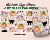 Halloween Sugar Cookie/ Cute Halloween Theme 16 oz Libbey Glass Can SVG / PNG / DXF / Custom Cut file / Cricut / Silhouette/Digital Download