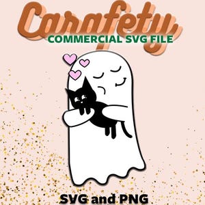Cute Ghost and Black Cat SVG Cut File For Cricut or Silhouette, Png & Svg Files, Spooky Svg, Ghost and Black Cat Svg, Ghost Png Clipart