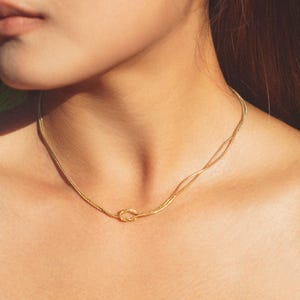 Gold Love Knot Necklace, Dainty Minimalist Pendant, Everyday Jewelry, Bridesmaid & Anniversary Gift for Her