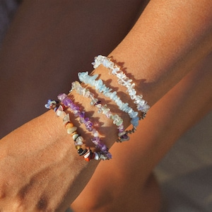 Healing Crystal Gemstone Bracelets,Natural Crystals Stretchy Chip Bracelets,Bracelet For Women,For Gift Crystals Bracelets.Gemstone Bracelet