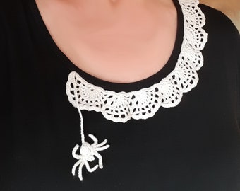 Spider Web Collar Crochet Pattern - US Crochet Terms - Halloween Outfit Decoration, PDF PATTERN