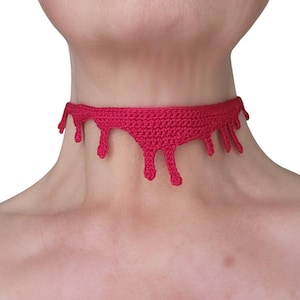 Halloween Dripping Blood Choker Crochet Pattern, Spooky Jewellery, Instant Download, pdf