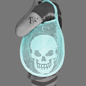 Halloween Skull Mesh Bag Crochet Pattern - Spooky Candy Bag – Large String Shoulder Bag PDF