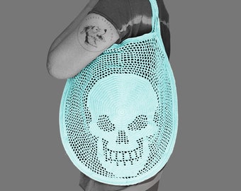Halloween Skull Mesh Bag Crochet Pattern - Spooky Candy Bag – Large String Shoulder Bag PDF