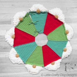 Festive Gnome Christmas Tree Skirt Crochet Pattern - PDF, US and UK Crochet Terms, Swedish Gnome Crochet Tree Skirt Xmas Decoration