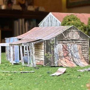 HO Scale Abandoned Stagecoach Stop: Cardstock Ranch Outbuilding Diorama