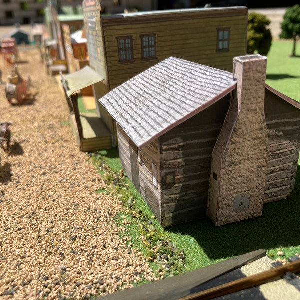 HO Scale (1/87) 1854 Wardville County Log Cabin Courthouse  Miniature Model Old West built to order