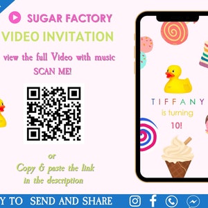 Sugar Factory Birthday Invitation - Sugar Rush Party Invite - Sweetest Birthday Video Invite - Sugar Factory Theme Party Invite