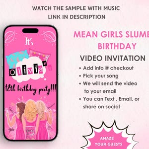 Invitación de cumpleaños de "Chicas Malas" - Invitación para quemar libros para fiesta de "Chicas Malas" - Invitación para fiesta temática de "Chicas Malas"