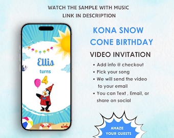 Kona Snow födelsedagsvideoinbjudan - Snötotte barnfödelsedagsfest digital inbjudan - Snötottemafestinbjudan