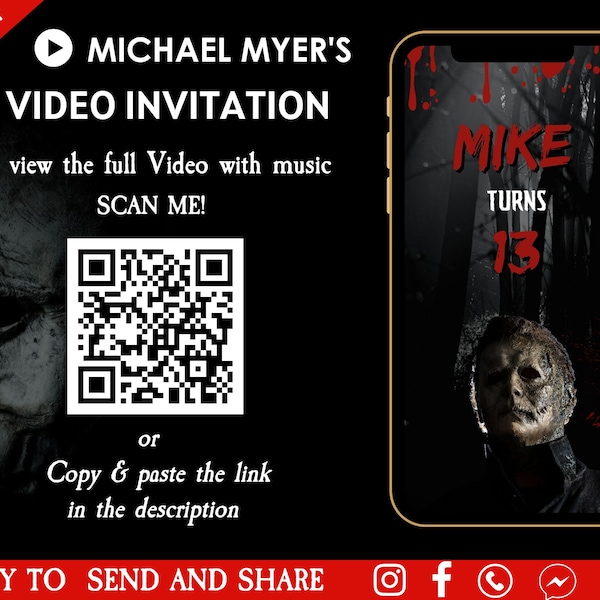 Michael Myers Halloween Birthday Video Invitation - Halloween Michael Myers Invite - Birthday Michael Myers Invite - Digital Party Invite