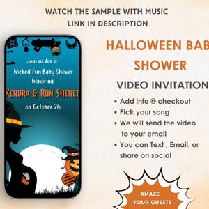 Invito video per baby shower di Halloween - Un piccolo Boo è quasi dovuto Invito per baby shower - Invito digitale per baby shower a tema Halloween