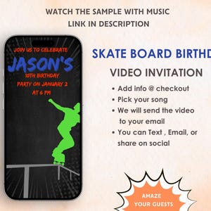 Skate Board Birthday Invitation - Skate Board Party Invitation - Skate On Over And Celebrate - Skate Board Theme Digital Invite