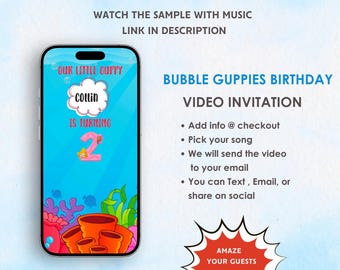 Invitación de cumpleaños de Bubble Guppies - Invitación de Bubble Guppies - Invitación a fiesta de Bubble Guppies - Invitación a fiesta temática de Bubble Guppies