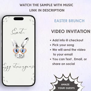 Invitación en video para fiesta de Pascua - Invitación para búsqueda de huevos de Pascua - Invitación para celebrar la Pascua - Invitación de Pascua para niños y familias