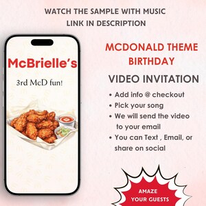 McDonald&#39;s Happy Meal Birthday Invitation - Cheeseburger, Fries and Nuggets Invite - Kids Birthday Party - McDonald Party Theme Invite