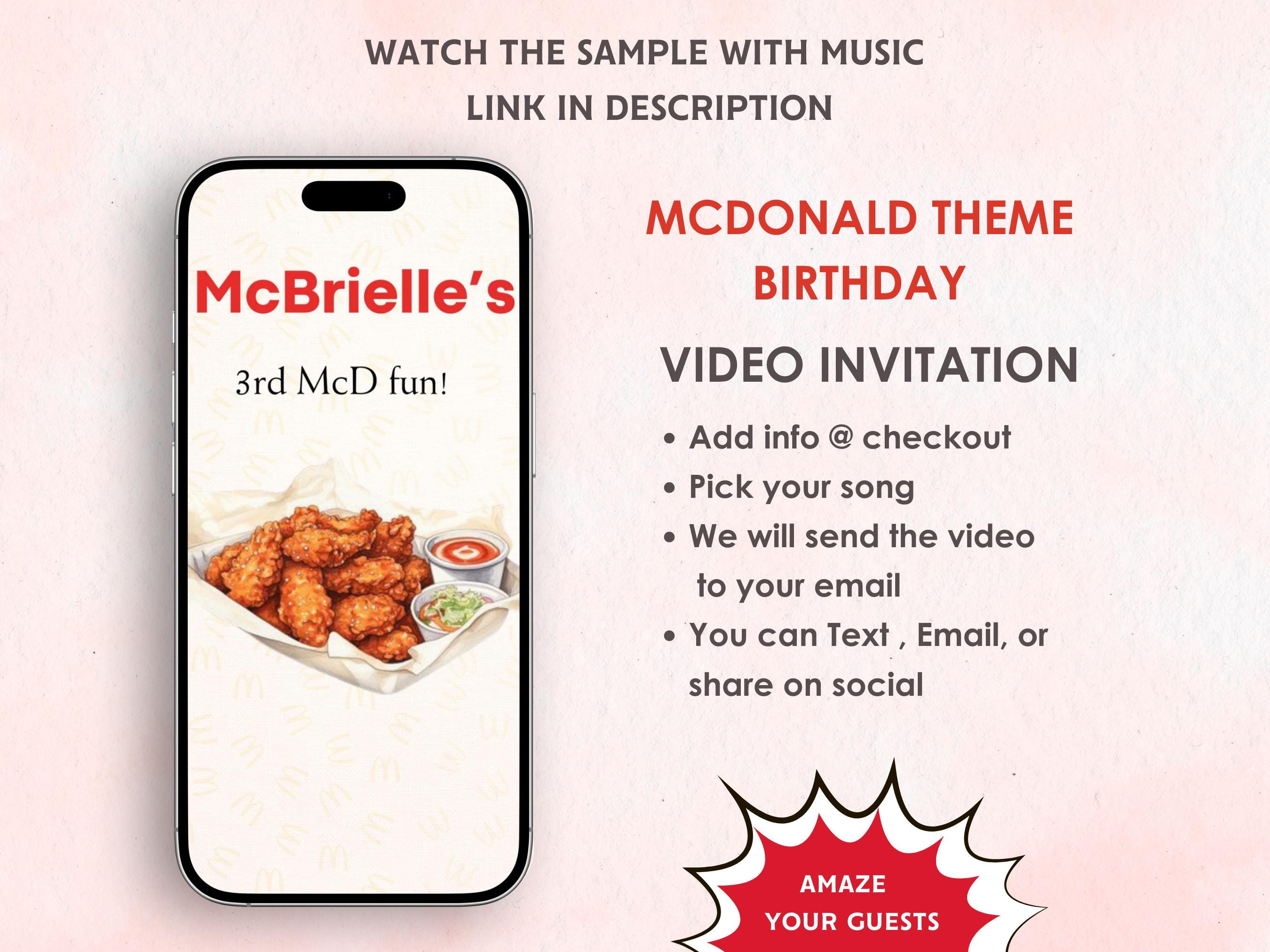 Mcdonald's Happy Meal Birthday Invitation - Cheeseburger, Fries and ...