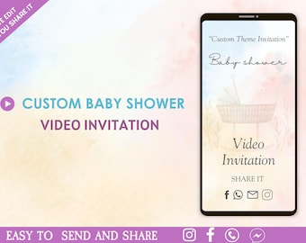 Custom Animated Baby Shower Video Invitation - Custom Animated Video Invitation - Custom Theme Video Invitation