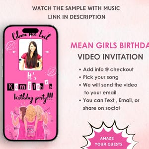 Invitación en video de cumpleaños de Mean Girls: invitación glamorosa para una fiesta de cumpleaños: perfecta para una fiesta de cumpleaños divertida