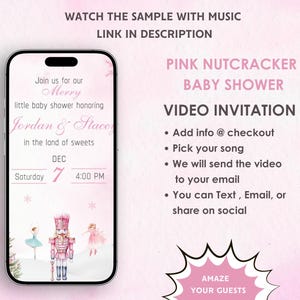 Pink Nutcracker Baby Shower Invitations - Nutcracker-Themed Digital Invite - Nutcracker Enchanted Celebration Baby Shower Invite