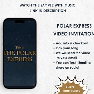 Polar Express Weihnachtsfeier Video Einladung - Polar Express Magische Urlaub Party einladen - Polar Express Zug Thema Winter Party einladen