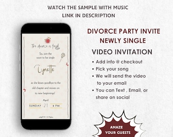 Divorce Party Video Invitation - Fun & Creative Newly Single Digital Party Invite -  Divorce Theme Party Invite