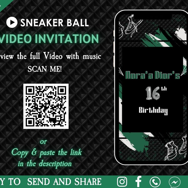 Sneaker Birthday - Sneaker Green Invitation - Green Shoe Birthday - Sneaker Sweet 16 Invitation - Sneaker Ball Theme Party Invite