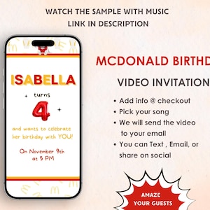 McDonald&#39;s Birthday Party Invitation - Cheeseburger, Fries and Nuggets Invite - Kids Birthday Party - McDonald Birthday Party Theme Invite