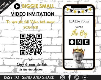 Biggie Small One Birthday Video Invitation - Biggie Small One Party Invitation - Biggie Smalls Theme Birthday Party Digital Invite