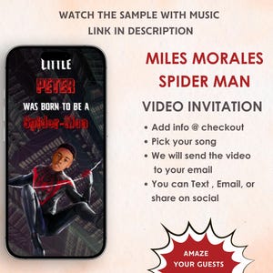Miles Morales Spiderman Birthday Invitation - Miles Morales Kid Birthday invitation - Miles Morales Spiderman Theme Party Invite
