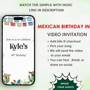 Mexican Birthday Video Invitation - Spice Up Your Birthday Party with a Mexican - Mexican-Themed Birthday Party Invite