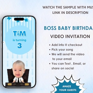 Invito di compleanno per neonato Boss Baby - Invito personalizzato per neonato Boss Baby - Baby Boss Boy digitale - Invito per festa per bambini Baby Boss personalizzato