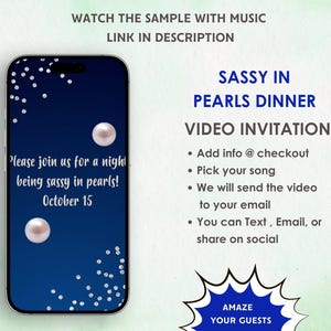 Sassy in Pearl Birthday Invitation - Night Being Sassy in Pearl Dinner Invite - Sassy in Pearl Theme Party Digital Invite