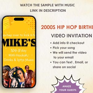 2000s Hip Hop Birthday Invitation - Hip Hop Birthday  Party Invitation - 2000s Youngsta Party Invite - 2000s Hip Hop Theme invite