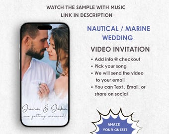 Nautical Wedding Invitation - Marine Wedding Invitation - Beach Wedding Invitation - Ocean Wedding Invite - Save The Date